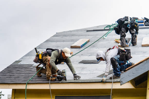 Professional Gutter Installation technician working in Santa Fe, TX